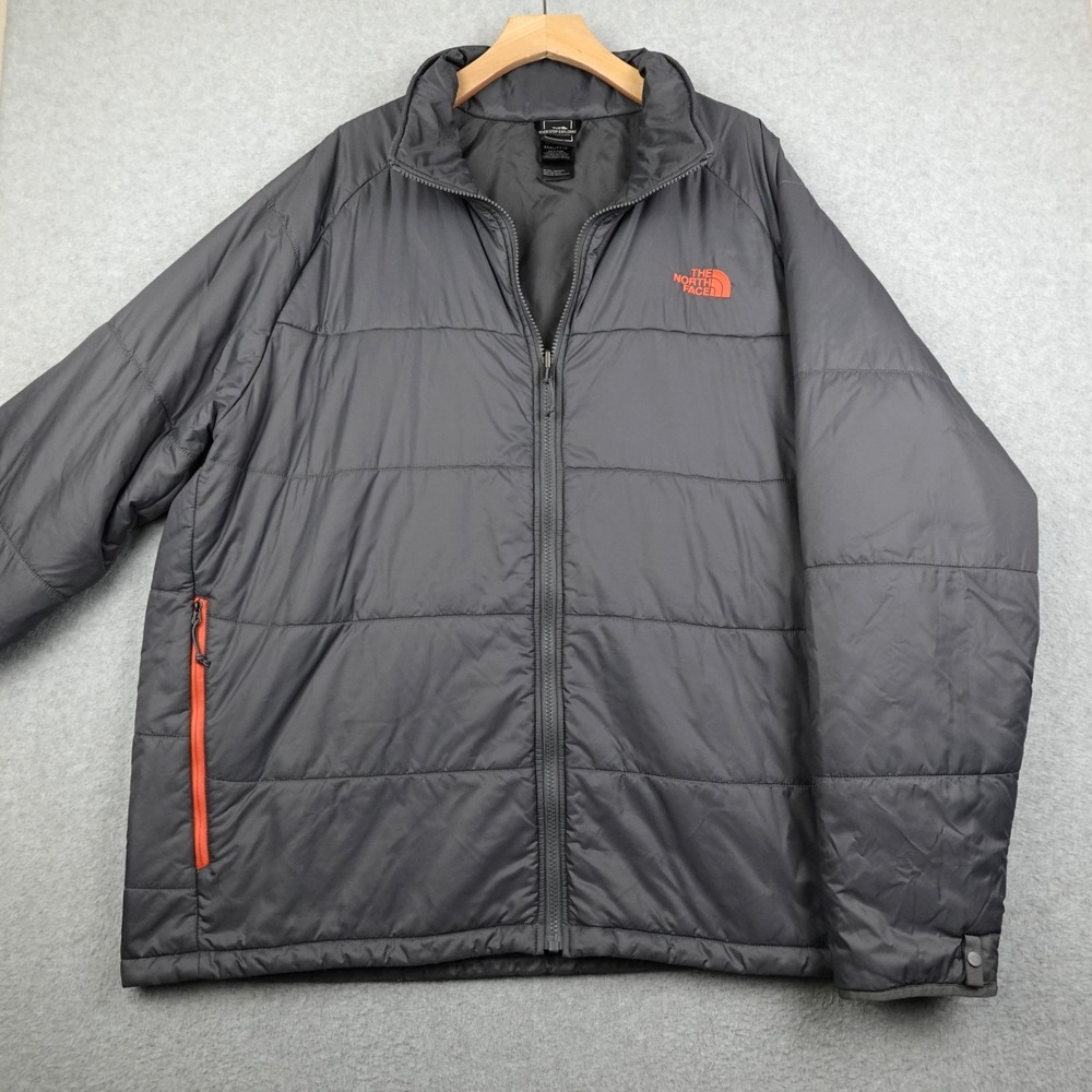 The North Face Puffer Jacket Mens 3XL Gray Orange Insulated Zip Pockets Outdoor
